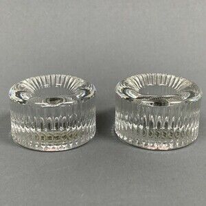 Pier 1 One Imports Candle Holders Handblown Glassware Ribbed Clear Lot of 2 Pair